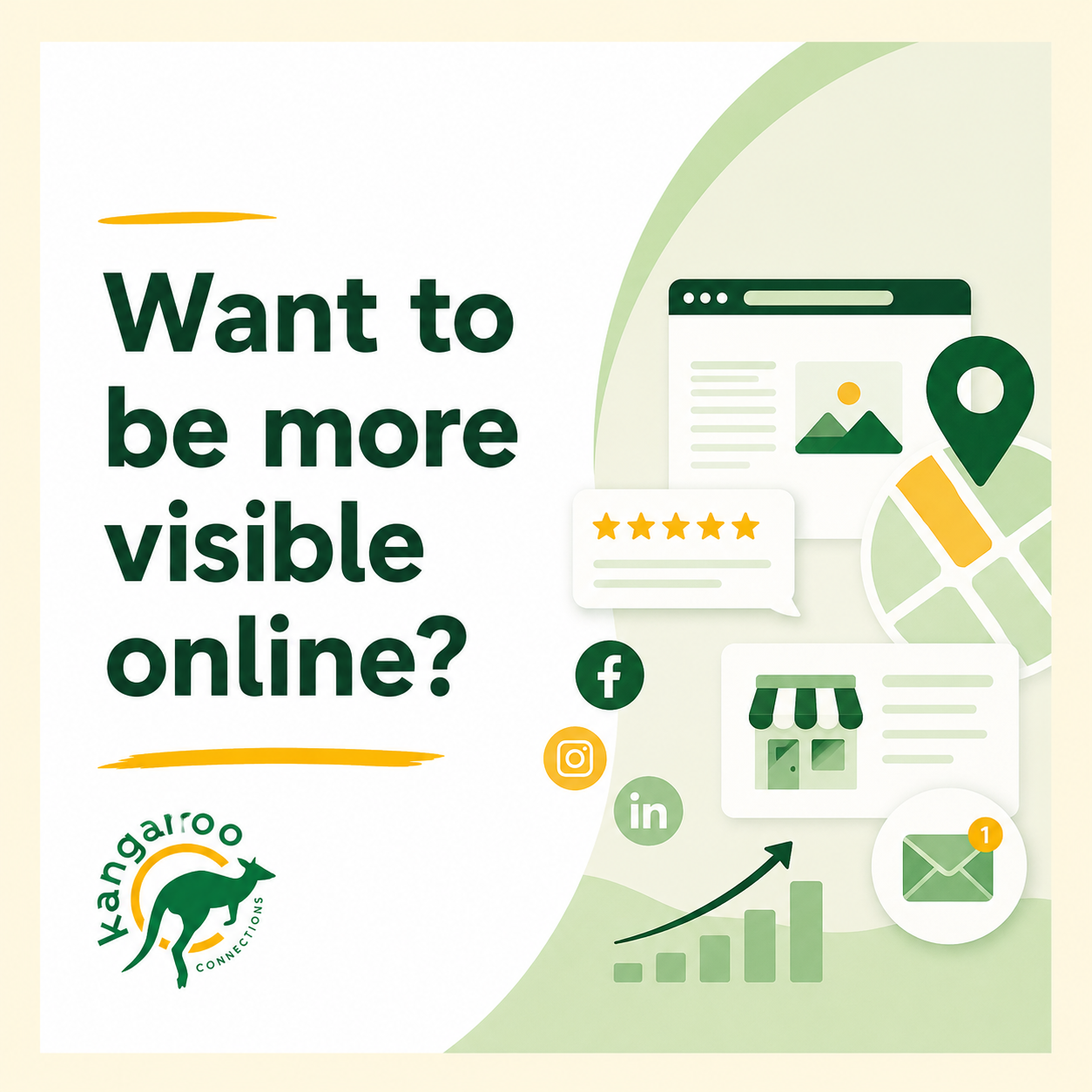 Kangaroo Connections blog graphic about improving online visibility for local businesses