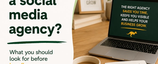 Kangaroo Connections blog graphic about choosing a social media management agency for a UK small business